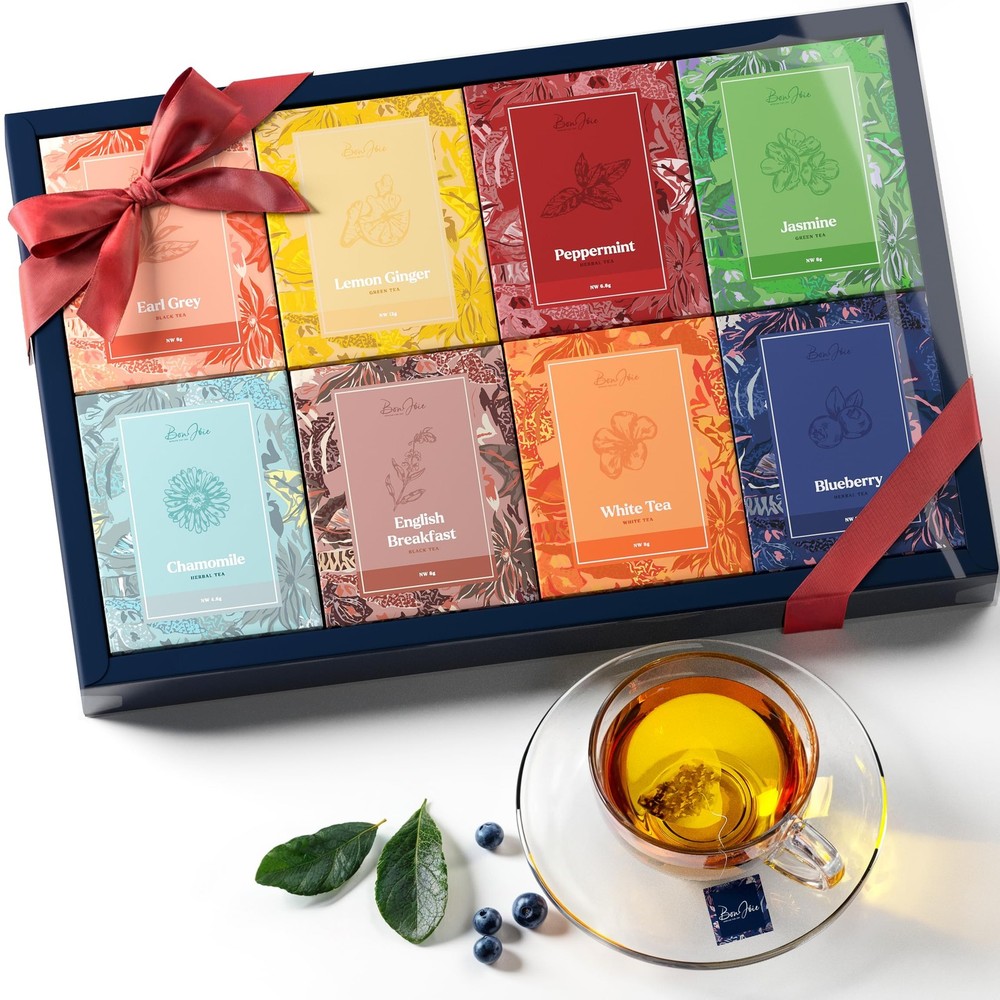 Tea Gift Set For Women - Sampler Box Variety Pack Includes 8 Rich Flavors 32