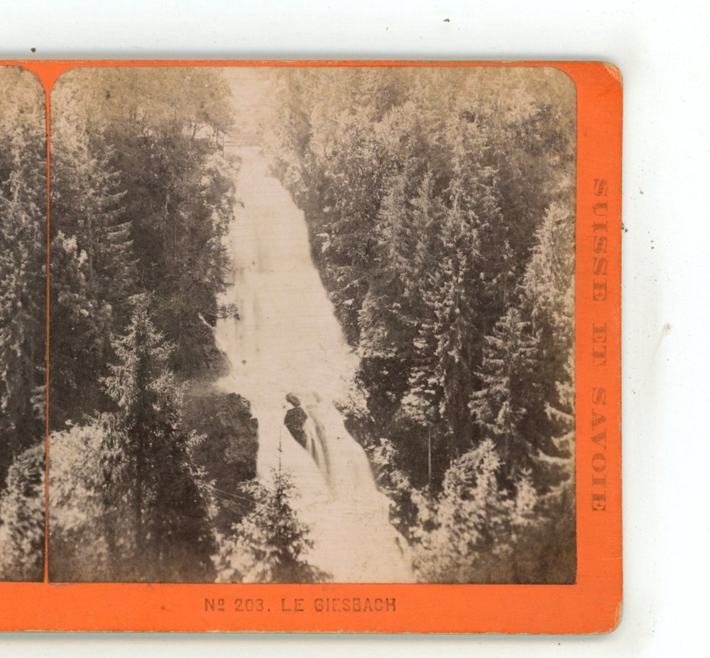 Le Giessbach Falls Switzerland F. Charnaux Stereoview