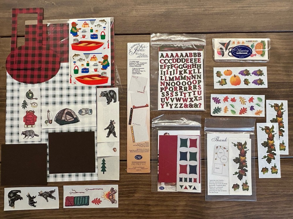 Vintage Creative Memories Fall Camping Thanksgiving Stickers Die Cuts Lot