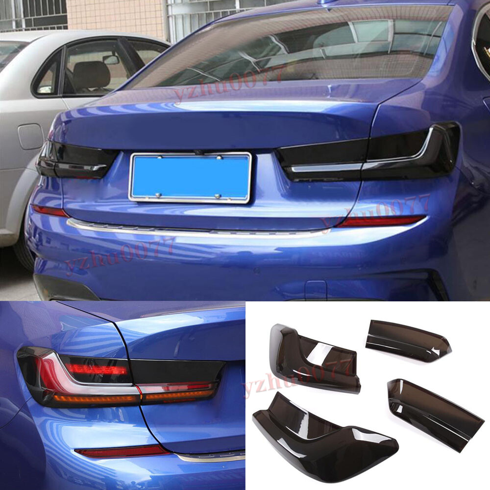 ABS Smoke Black Tail Light Covers 4PC Set for BMW 3 Series 2019-2022-image