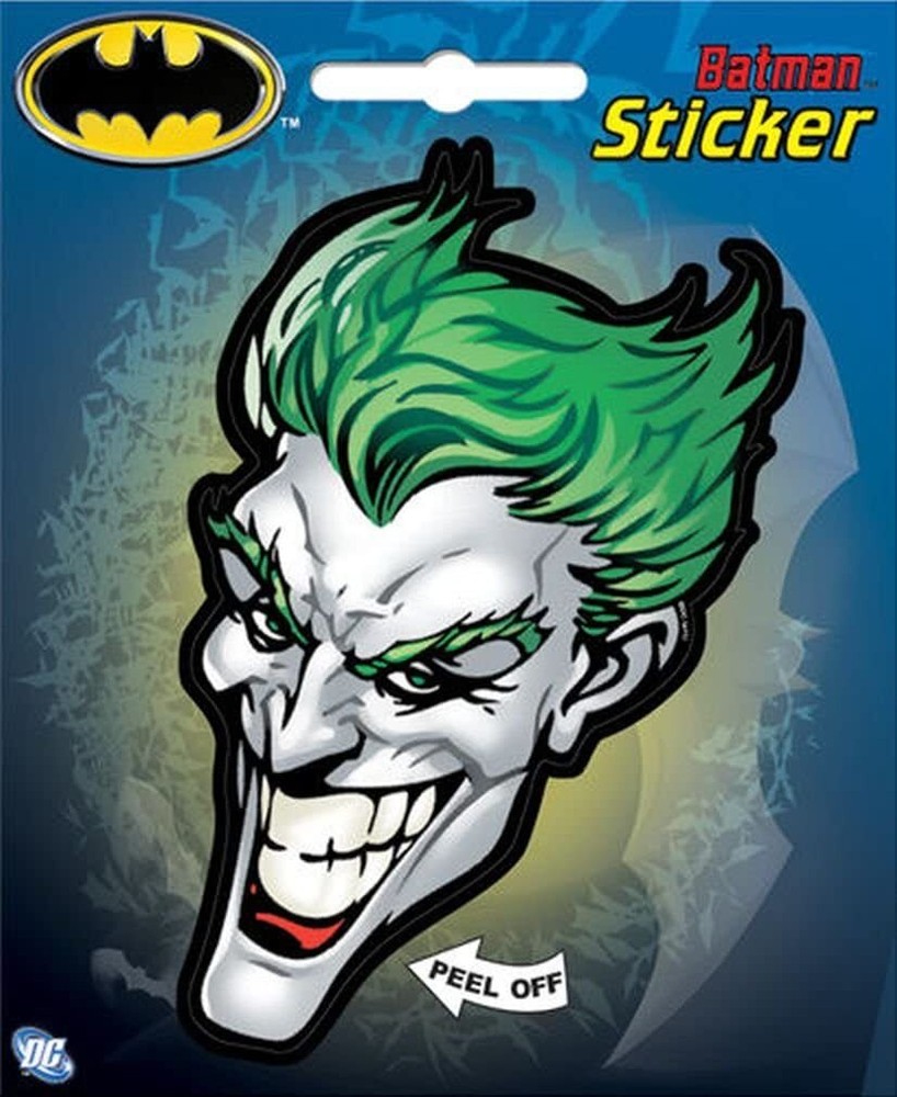 DC Comics The Joker Head Face with Evil Grin Peel Off Sticker Decal NEW SEALED