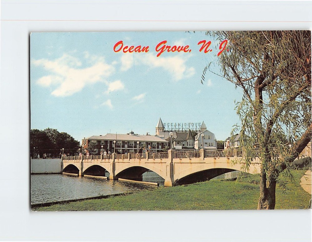 Postcard Wesley Lake Bridge Asbury Park & Ocean Grove NJ USA