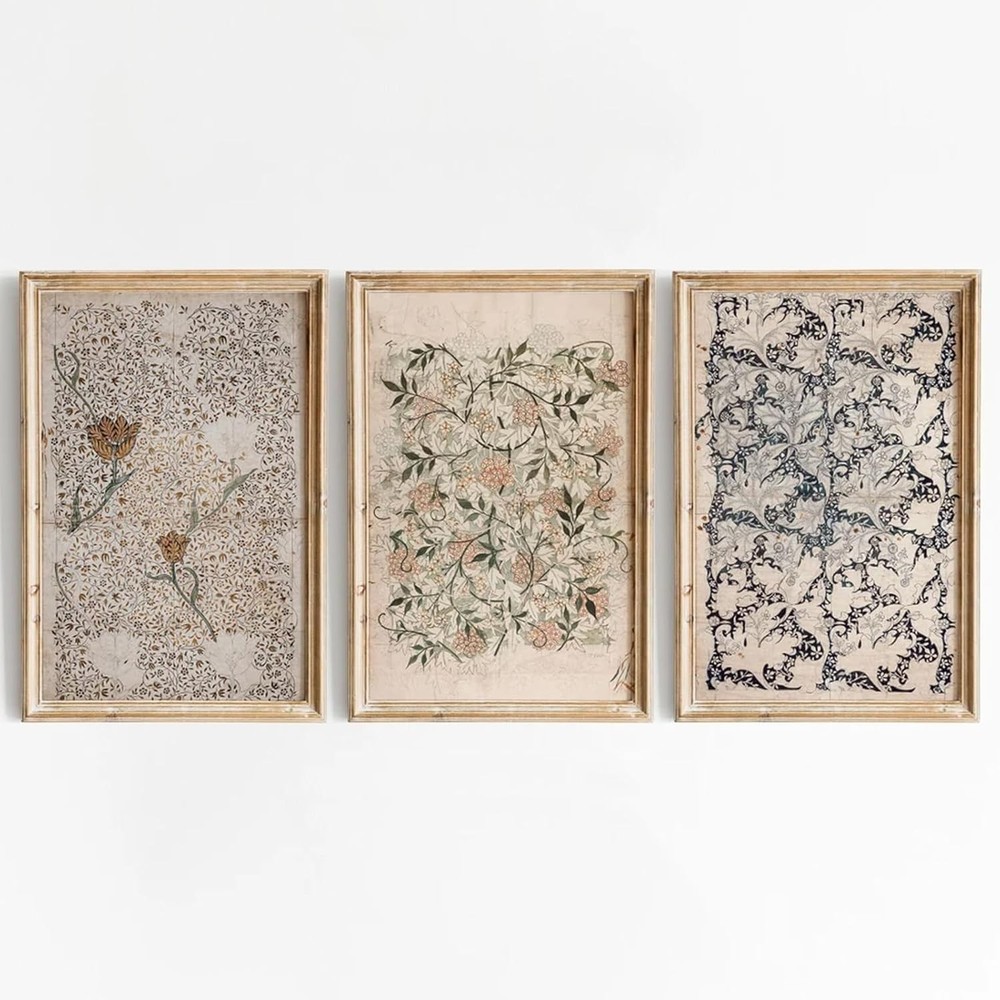 Vintage Botanical Wall Art Decor Antique Floral Canvas Wall Art Neutral Flower P