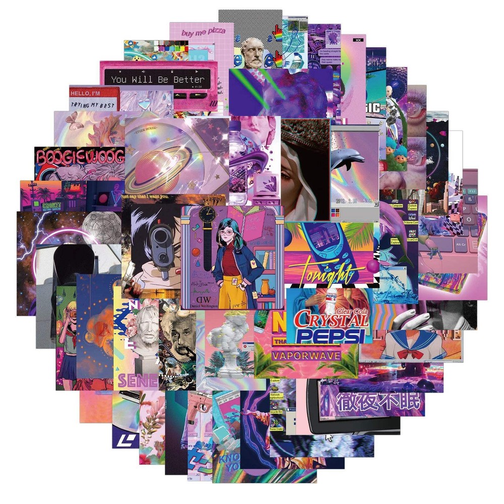 10/30/50pcs Ins Vaporwave Cool Stickers Aesthetic Graffiti DIY Phone Scrapbook L