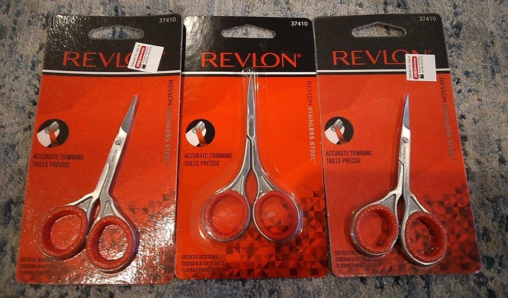 3 Pack Revlon Cuticle Scissors Curved Blade Hang Nail Accurate Trim 37410