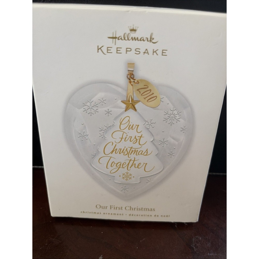 Hallmark Keepsake 2010 Our First Christmas Together Ornament Glass & Metal Heart