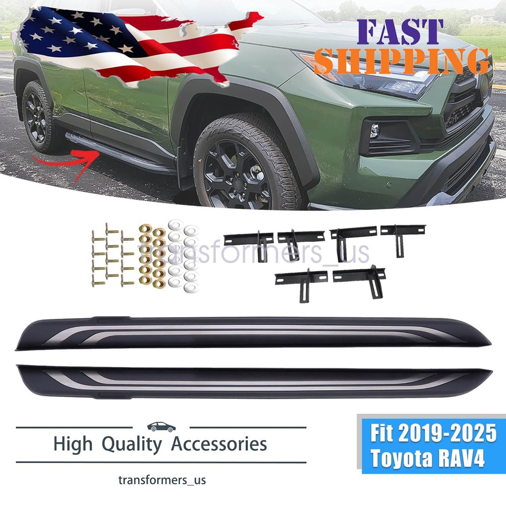 Fit 2019-2025 Toyota RAV4 Aluminum Side Step Nerf Bars Running Boards Pedal 2PC