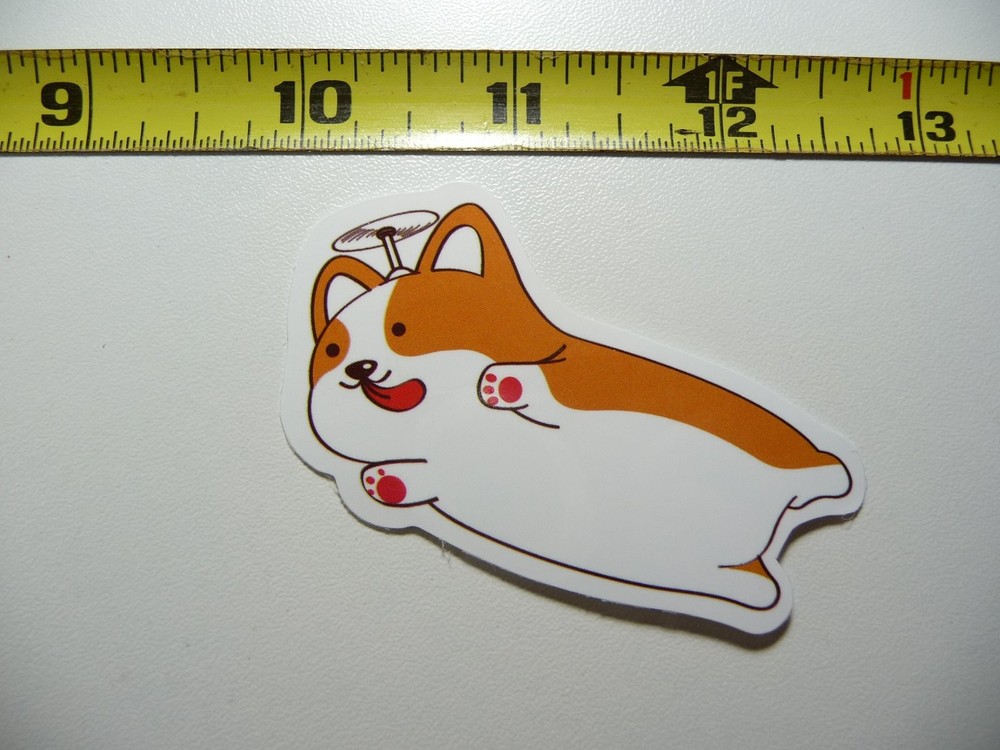 Corgi Flying Helicopter Decal Sticker for Laptop Pets Cute Funny Dog