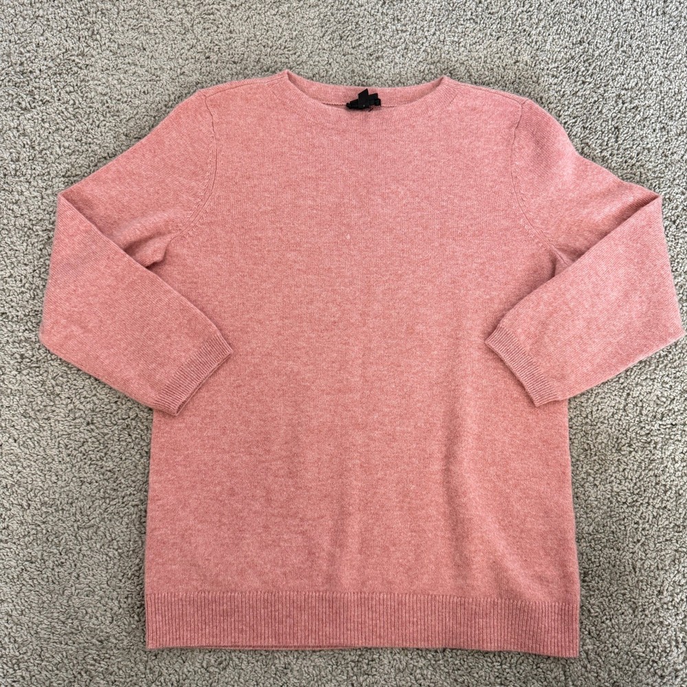 Talbots Petite Pure Cashmere Sweater Womens Medium Pink 3/4 Sleeve Crewneck