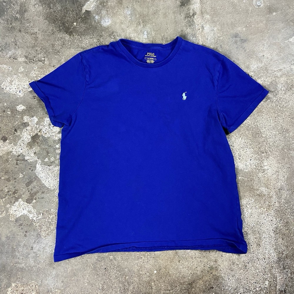 Polo Ralph Lauren T-Shirt Size Large Blue Cotton Short Sleeve Tee Blue Pony Logo