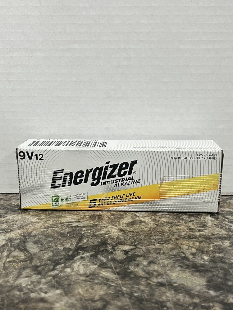 12 pk Energizer 9 volt Industrial Alkaline Batteries EN22, 6LF22, 6AM6.