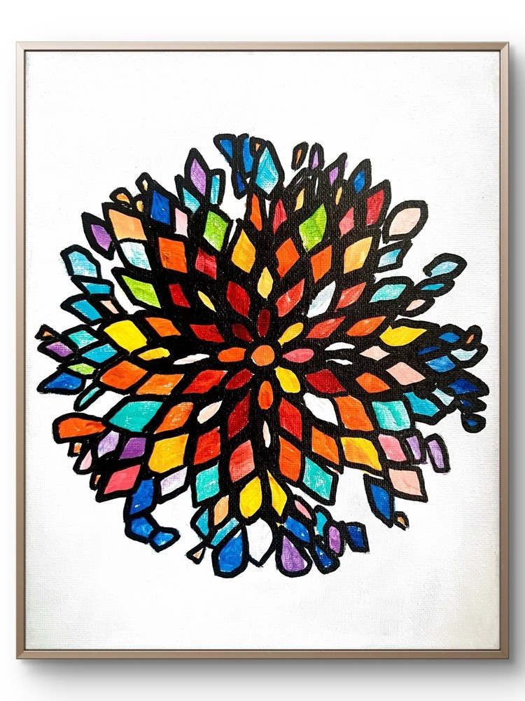 TITA PAINTZ Mosaic Multicolored Bold Vibrant Hand Painted Wall Art 8x10 Canvas