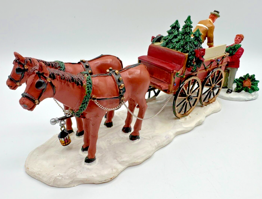 Lemax Christmas Village Tree Wagon Set of 2 Table Accent 2004-image