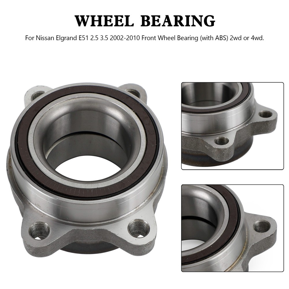 Nissan Elgrand E51 2002-2010 Front Wheel Bearing 2.5L 3.5L ABS 2WD 4WD Replacement