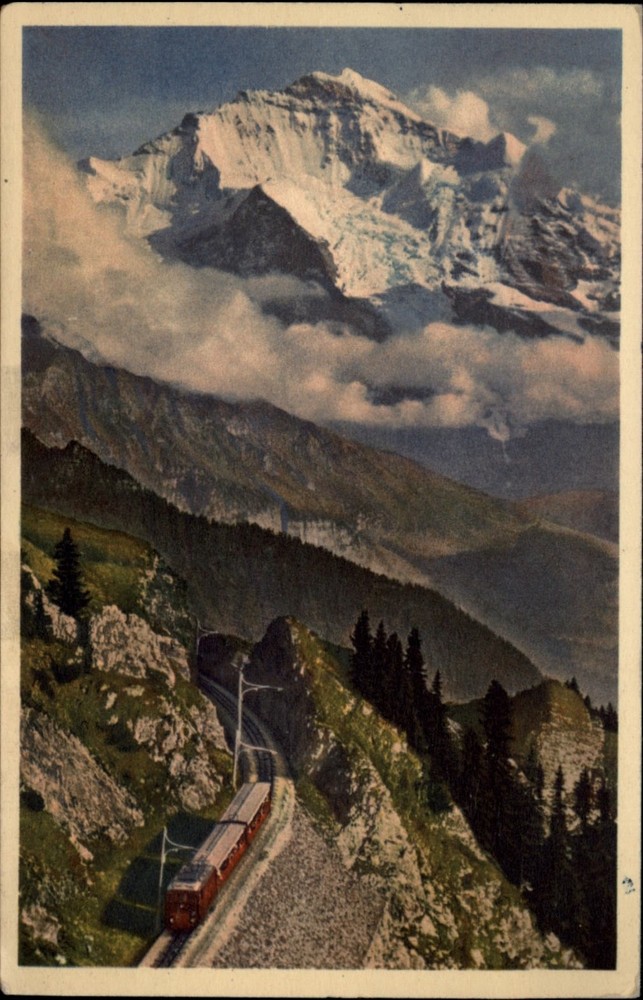 Swiss Alps Lake Lugano Switzerland vintage postcard z902