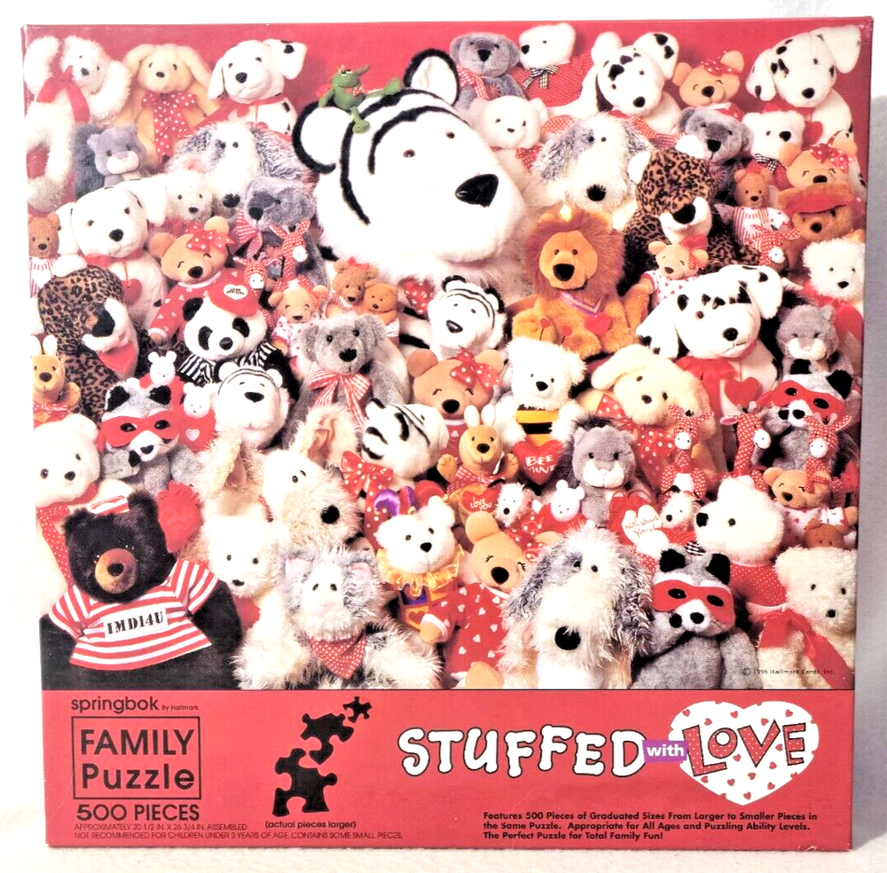Springbok Family Jigsaw Puzzle STUFFED WITH LOVE 500 pc Stuffed Animals Dog Bear