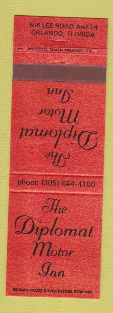 Matchbook Cover - Diplomat Motor Inn Orlando FL