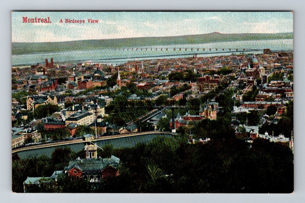 Canada- Montreal Bird's Eye City View Souvenir Old Postal Card Vintage Postcard