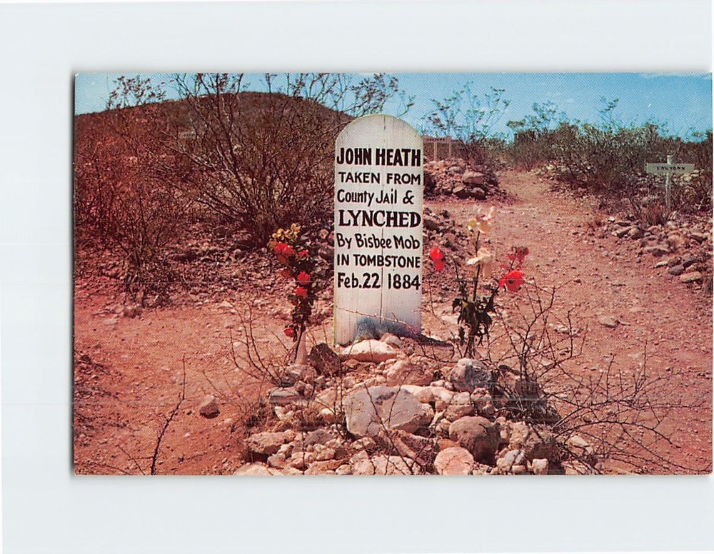 Postcard John Heath Grave Boothill Graveyard Tombstone Arizona USA