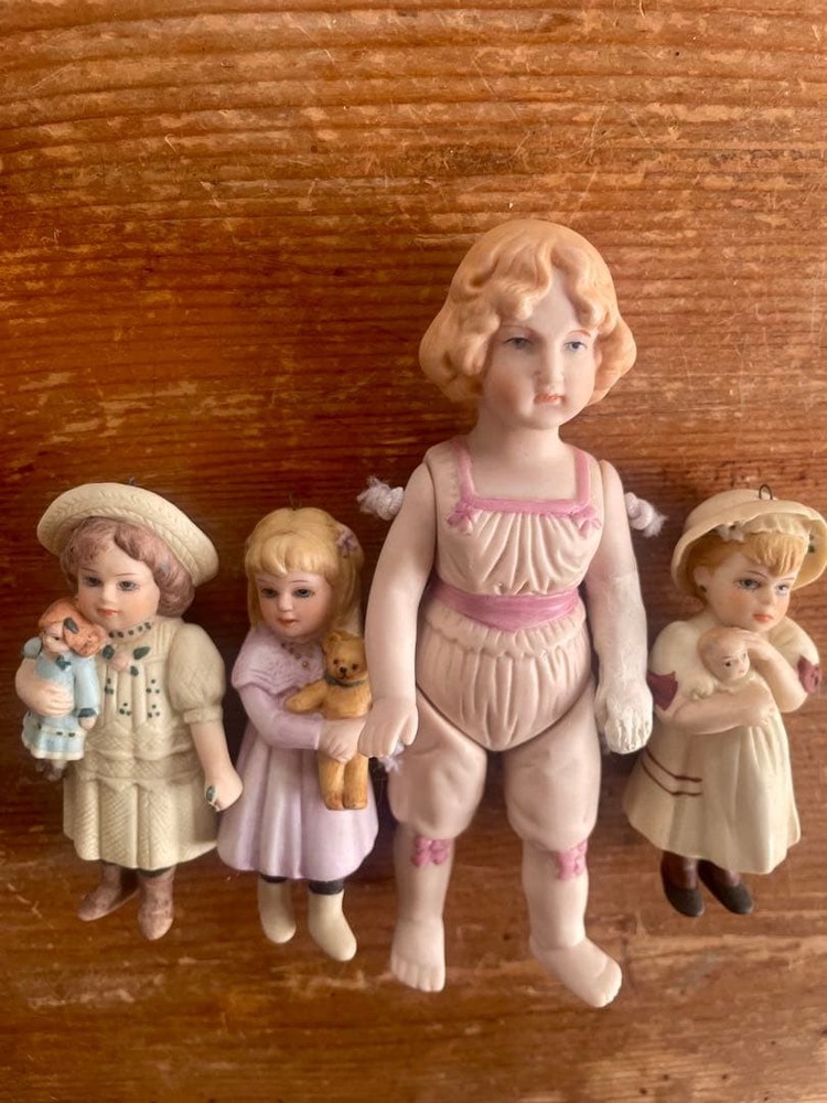 Set of 4 Bisque Dolls, Vintage, 13.5cm & 8.5cm,  Collectibles