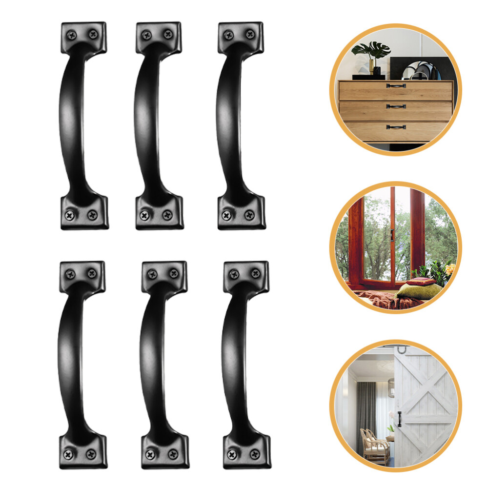 6-Pack Black Wooden Fence Door Handles for Cabinets & Screens
