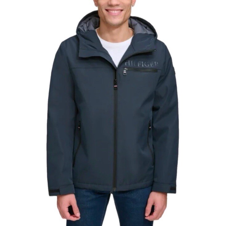 Tommy Hilfiger Mens Navy Water Resistant Performance Zip Up Jacket