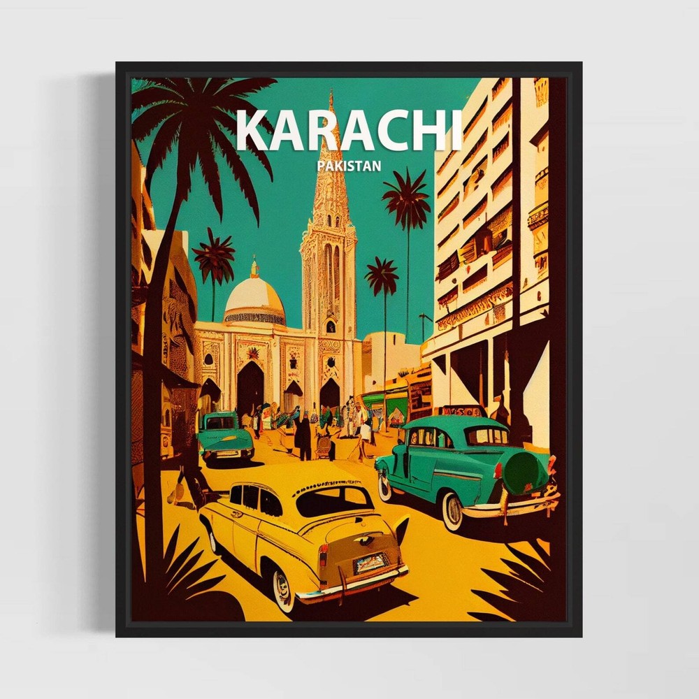 Karachi Pakistanretro Art Print Karachi Wall Art Illustration Karachi Vintage