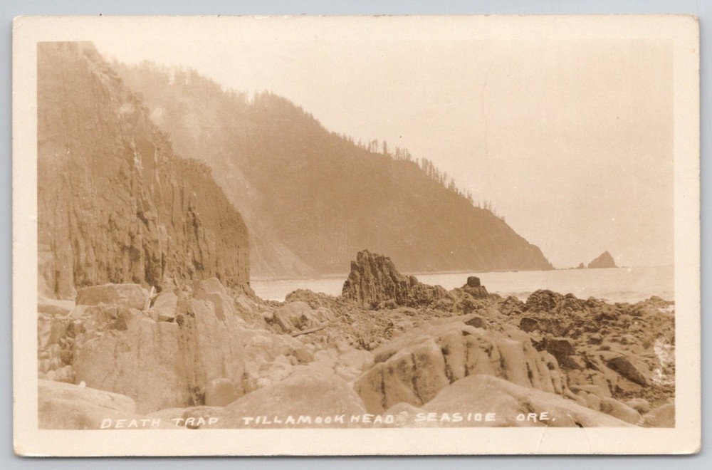 RPPC Death Trap Tillamook Head Seaside Oregon Coast Real Photo Postcard