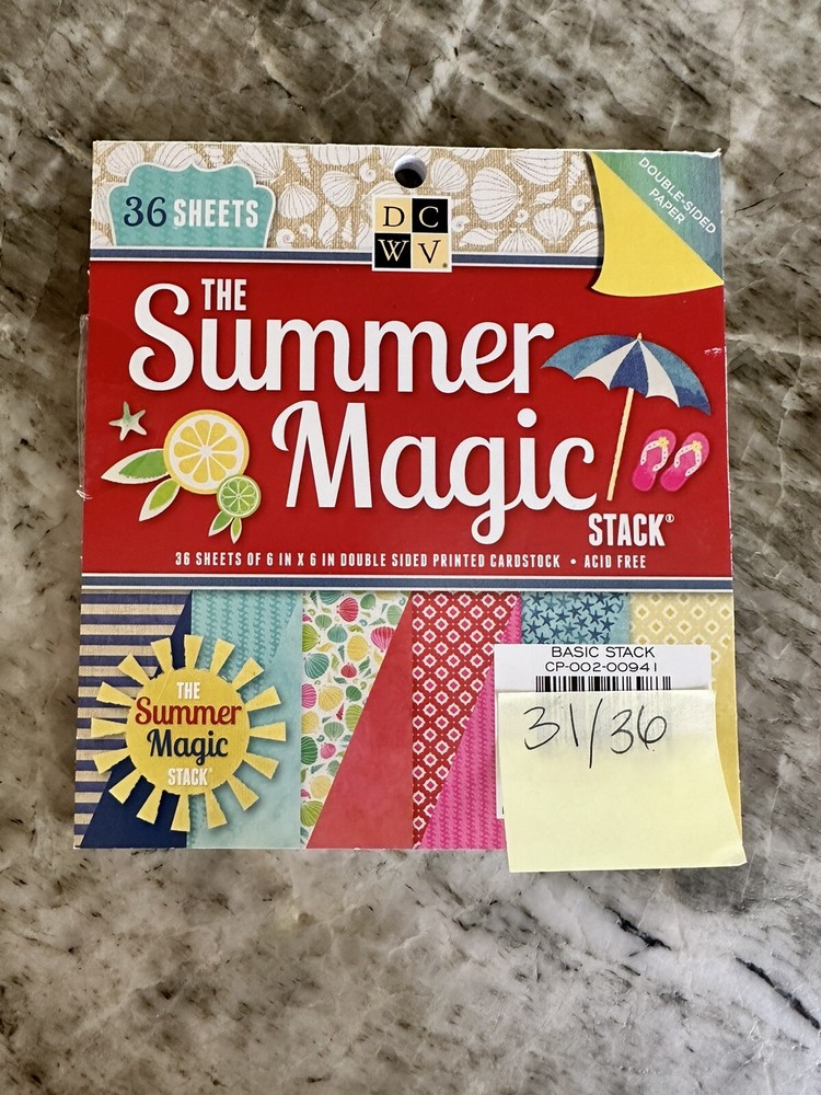 DCWV the Summer Magic Stack 31/36Printed Paper Sheets 6x6 Acid Free Scrapbooking-image
