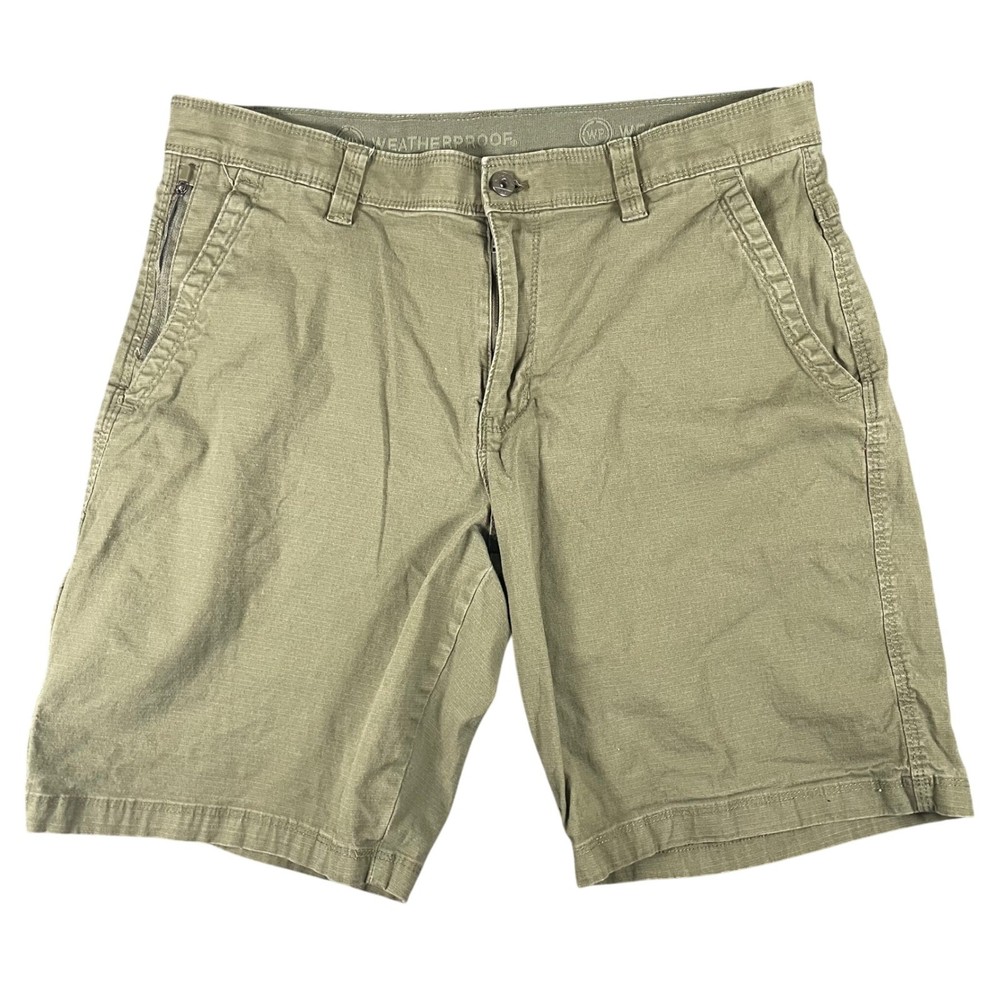 Weatherproof Cargo Shorts Mens Size 34 Soft Olive Green Casual Utility Tough