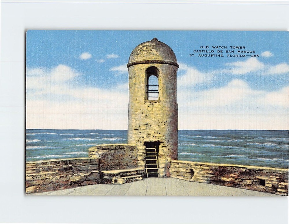 Postcard Old Watchtower Castillo de San Marcos St. Augustine Florida USA