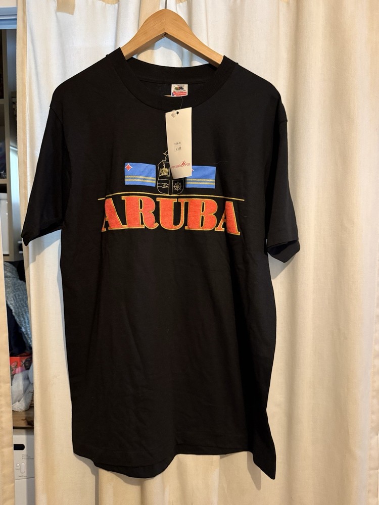 Vintage 90s Aruba T Shirt Size Large NWT Deadstock Fruit of the Loom Souvenir
