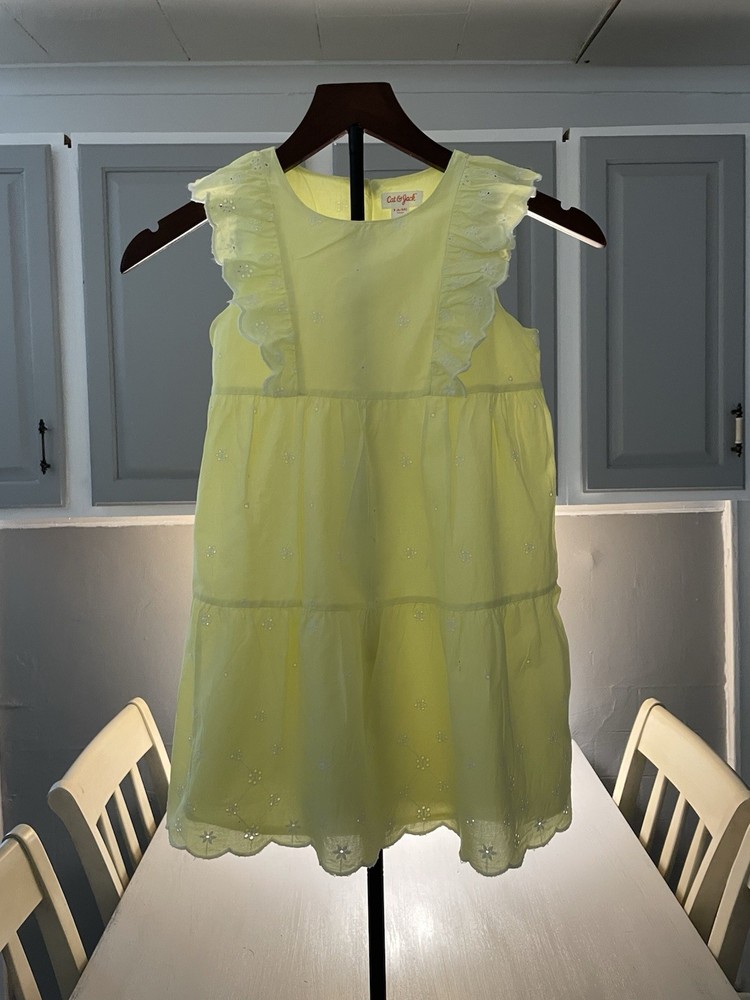 Cat and Jack Yellow Eyelet Dress Size 6-6x Sleeveless