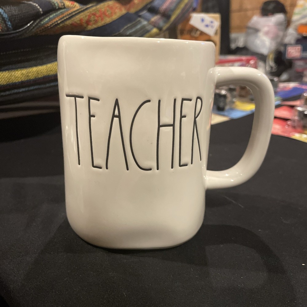 Rae Dunn TEACHER Artisan Collection Coffee Mug by Magenta Ivory NEW