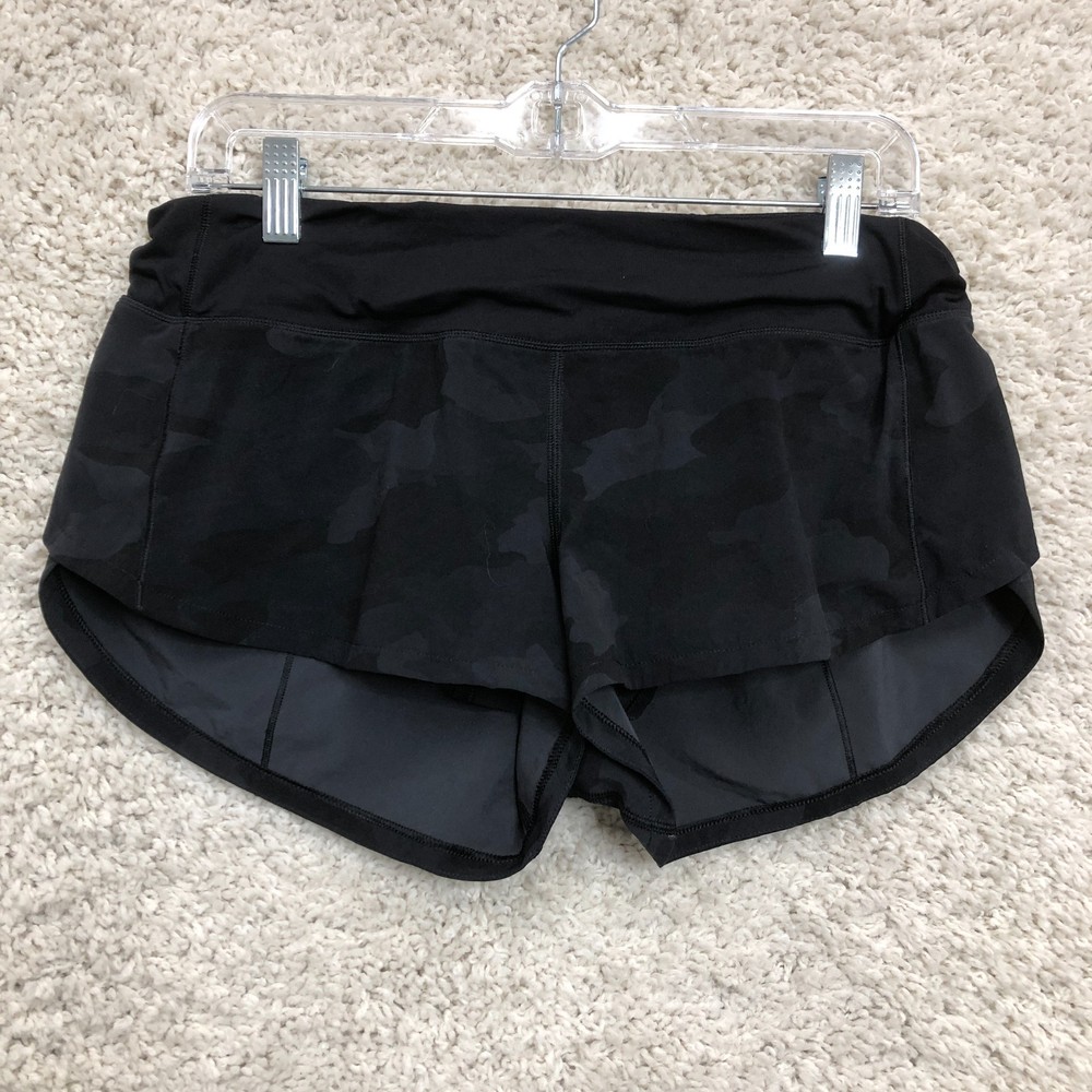Lululemon Shorts 8 Women Black Camo Speed Up High Rise Pull On Athletic Training