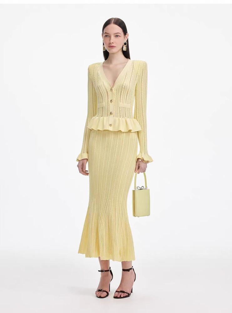 Self-Portrait Womens Autumn New Temperament V-neck Knitted Dress