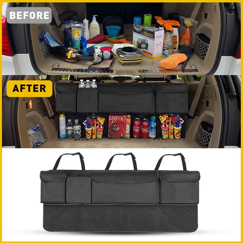 Car Trunk Organizer Accessories Back Seat Storage Bag 8 Pockets 600D Oxford Mesh
