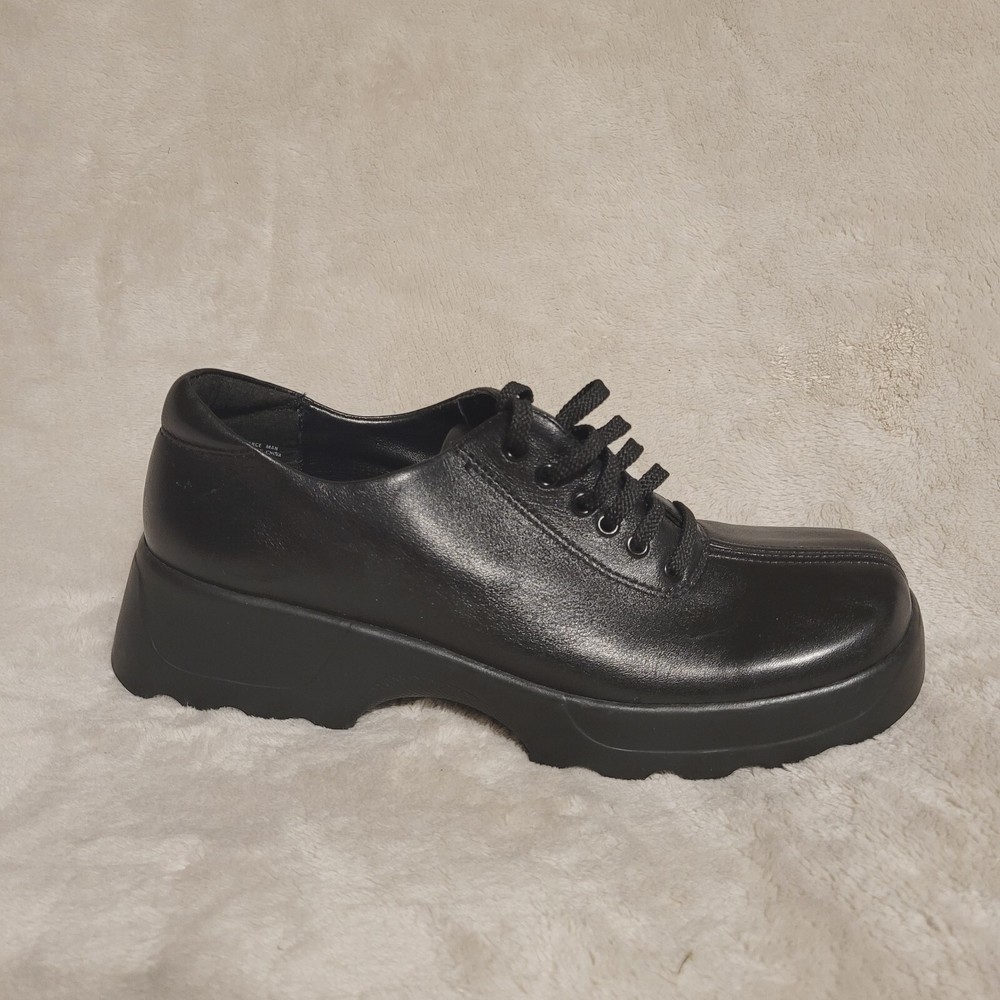 Vintage Bakers Chunky Heel Platform Shoes Womens Size 8.5 B Lace Up Black New