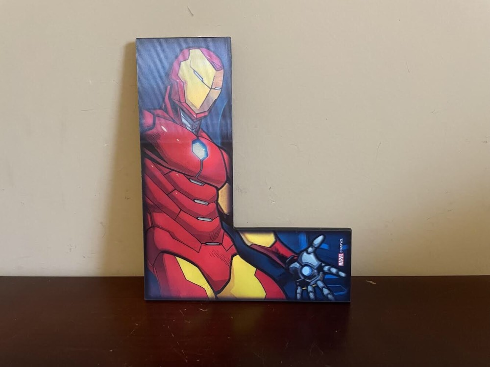 Marvel 3D Reflective Alphabet Character Letters Iron Man L Shaped NWT
