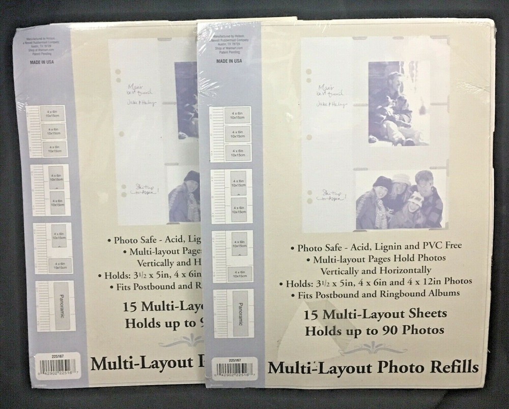 Lot Of 2 Photo Album Page Refills Ringbound 15 Multi Layout Sheets Postbound NEW
