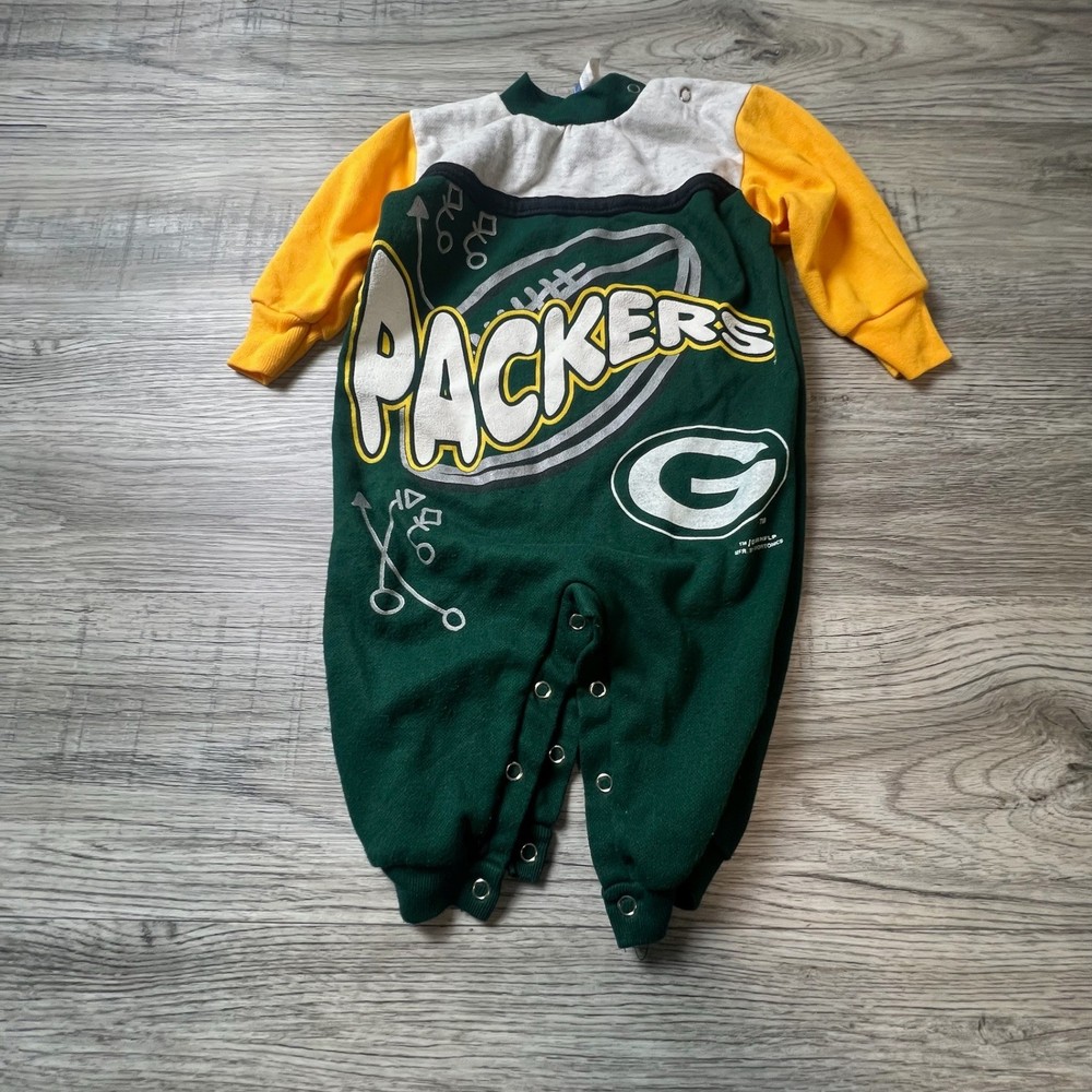 Team NFL Green Bay Packers Romper Unisex 12M Green Vintage 1995 Sportonics USA