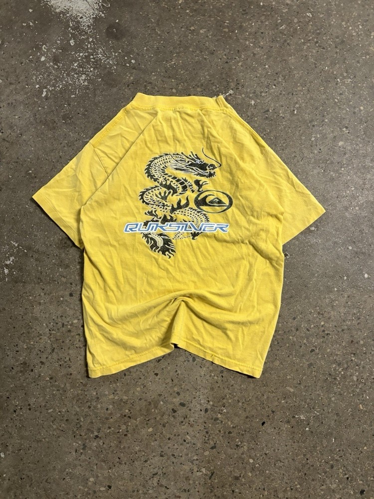 SICK Vintage 90s Single Stitch Y2K Quiksilver Sparkly Dragon Graphic T-Shirt