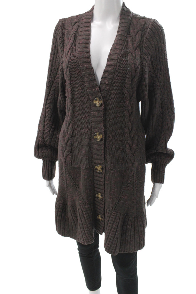 Free People Unisex Brown V Neck Button Cardigan Bohemian Long Sleeve Size SFree Shipping in US $100+ Orders | $6.95 Orders Below