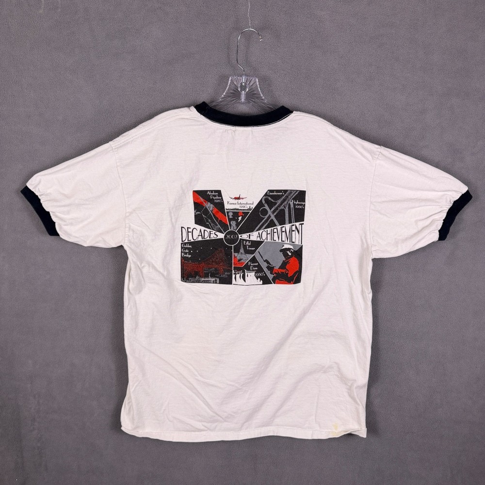 Y2K Vintage ASCE Men XL Ringer Graphic T-Shirt American Science Civil Engineers