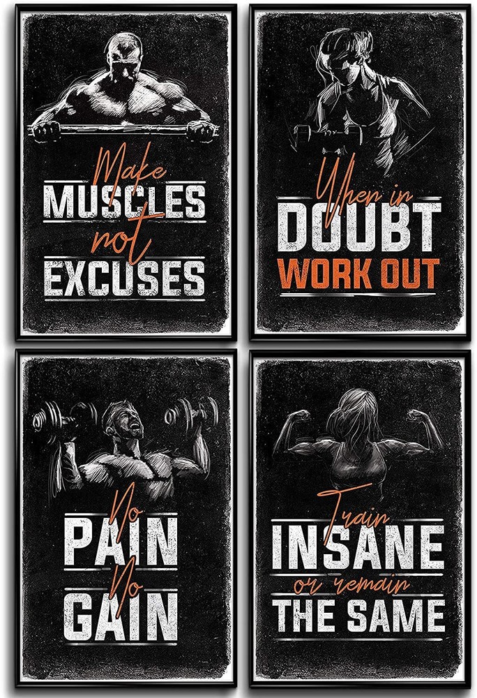 4-Pack Motivational Gym Posters 11x17