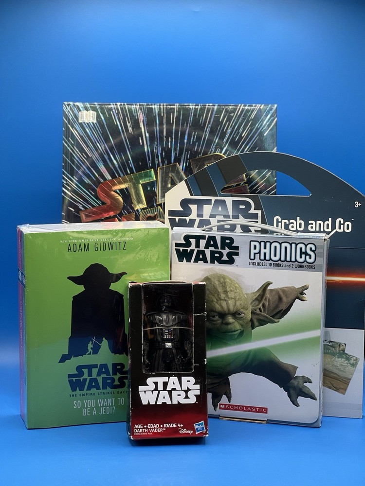 Star Wars Bundle: 2 Books You Want To Be A Jedi, Phonics Box, Darth Vader Figure