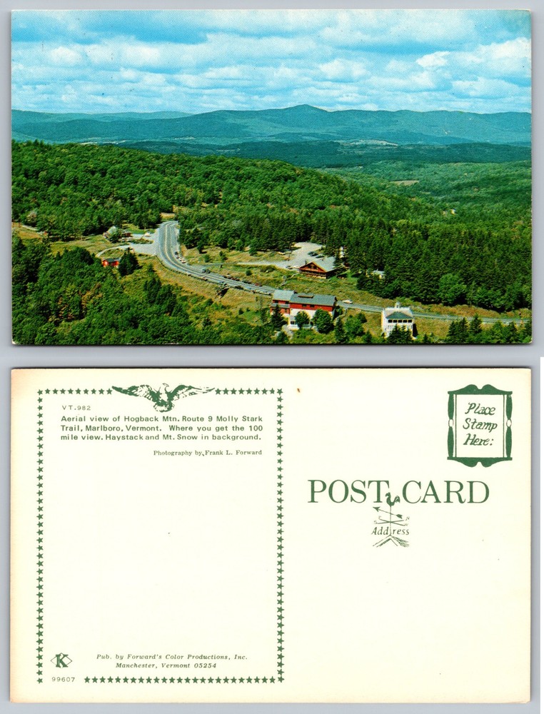 Hogback Mountain Aerial View Molly Stark Trail Marlboro Vermont VT Postcard