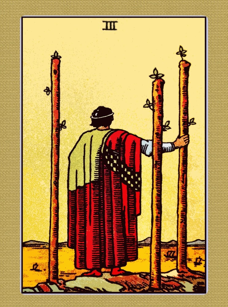 Vintage Tarot Three of Clubs Poster - Home Wall Art Decor 11388