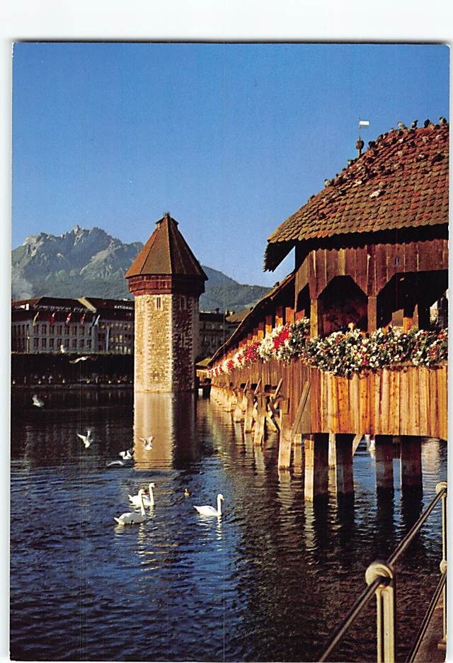 Postcard Chapel Bridge Lucerne Switzerland