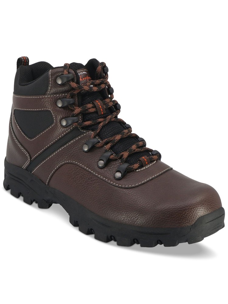 Vintage Brown Jasper Block Heel Hiking Boots for Men Size 9 Weatherproof Platform
